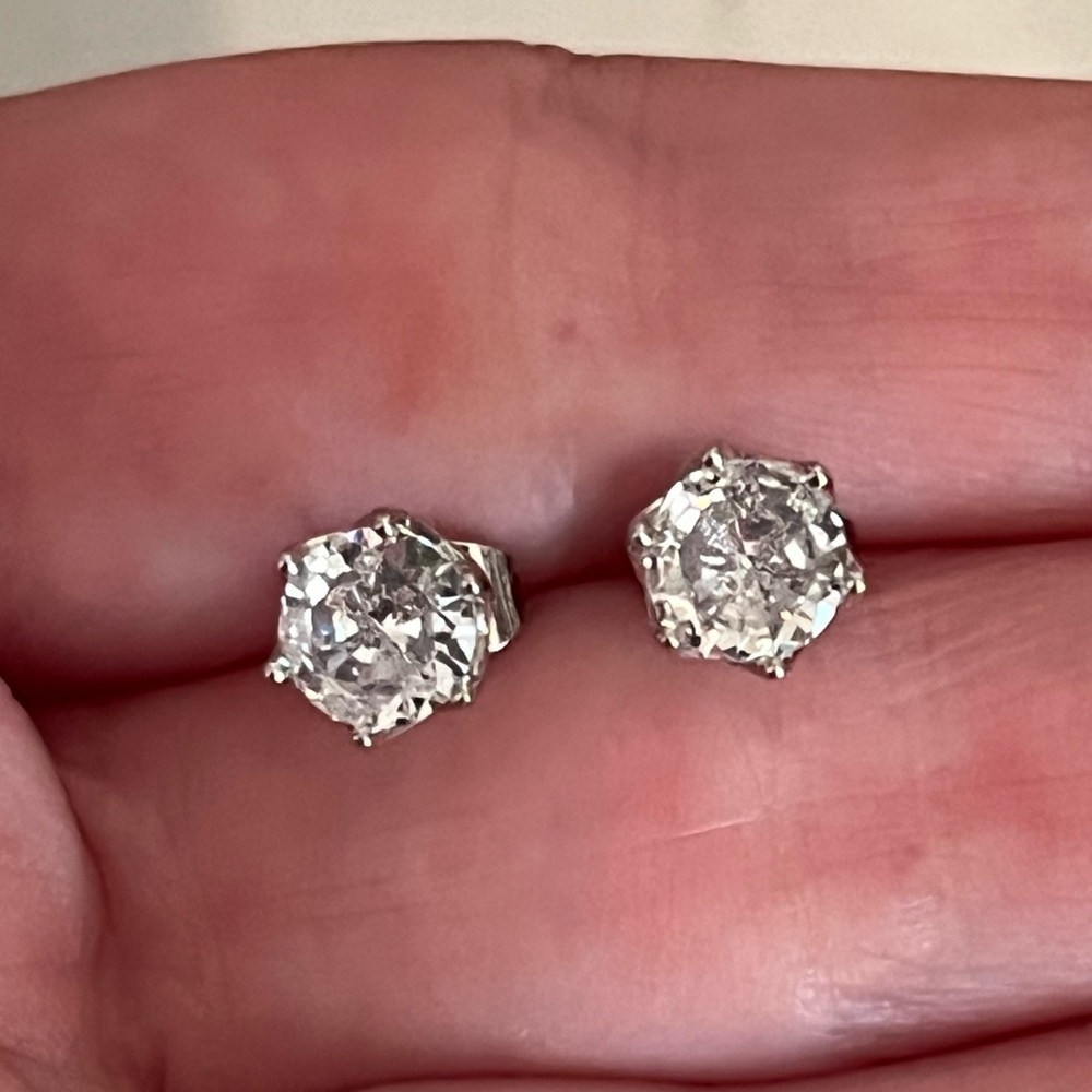 Silver Diamond Stud Earrings